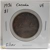 Image 1 : 1936 SILVER CANADA $1 DOLLAR COIN