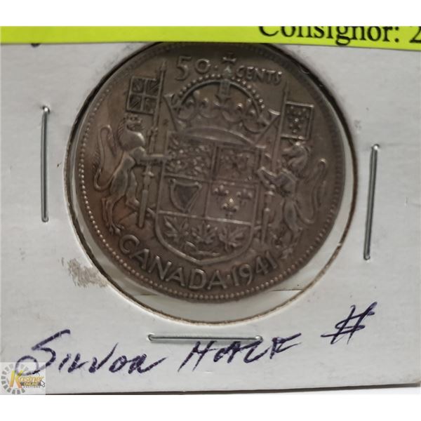 CANADA 1941 SILVER HALF DOLLAR