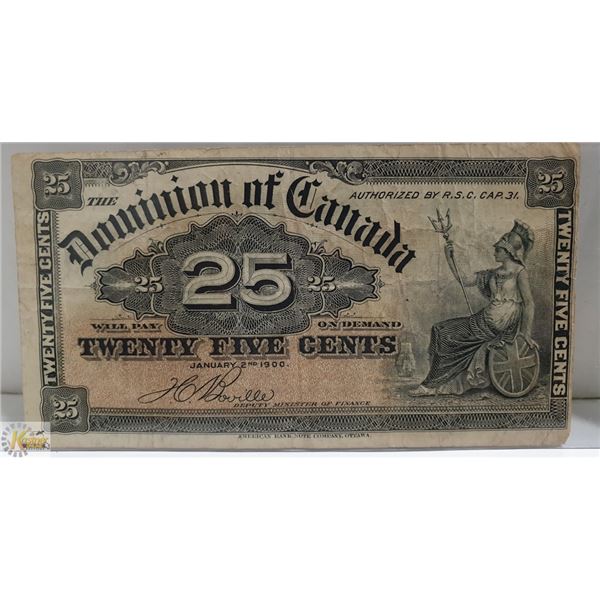 1900 DOMINION OF CANADA 25 CENT PIECE