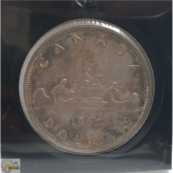 1962 DIE CLASH VARIETY CANADA SILVER DOLLAR COIN
