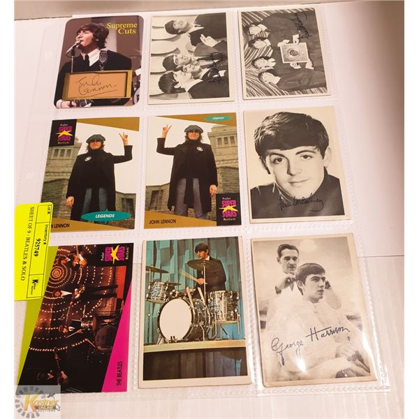 SHEET OF 9 - BEATLES & SOLO
