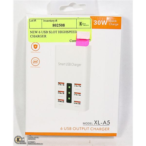 NEW 6 USB SLOT 30W HIGHSPEED CHARGER