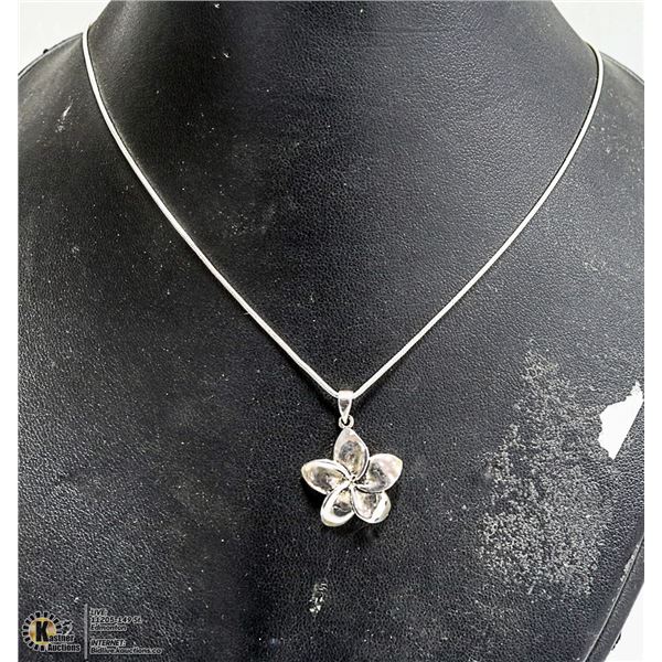 925 STERLING SILVER HIBISCUS FLOWER NECKLACE