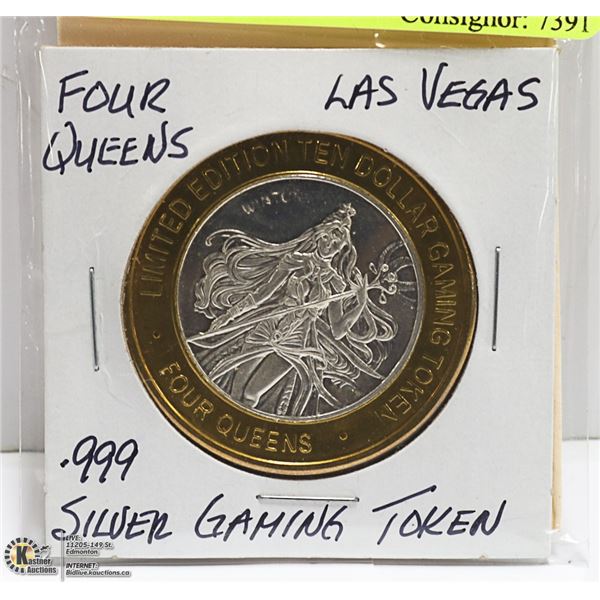 .999 FINE SILVER FOUR QUEENS CASINO TOKEN
