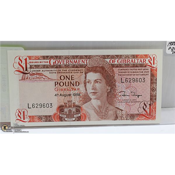 GOVERMENT OF GIBRALTER ONE POUND NOTE