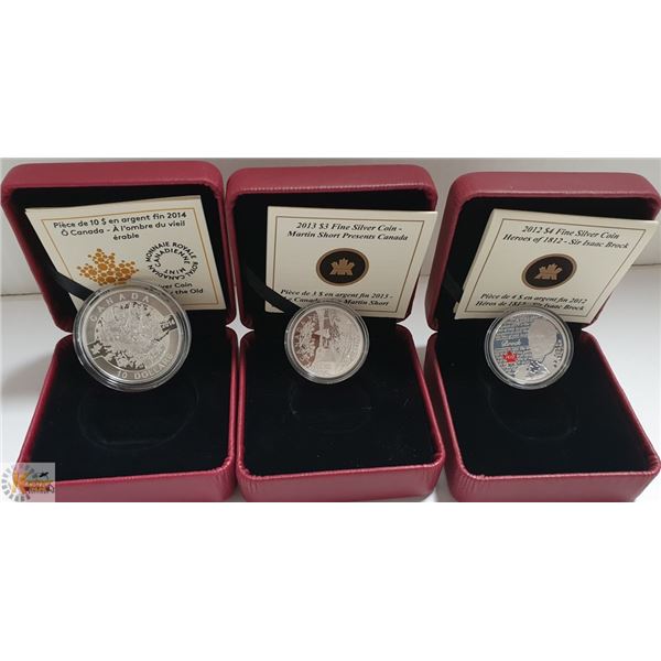 2012-2014 RCM 3 SILVER COINS W/COA $3-$10