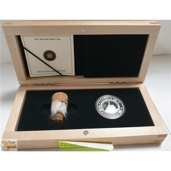 2012 COAST GUARD $20 SILVER COIN IN WOOD BOX INCL.