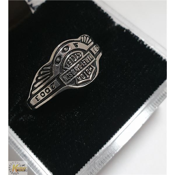 MENS STAINLESS HARLEY DAVIDSON RING, SIZE 11