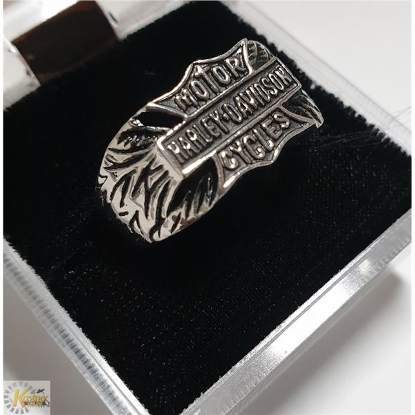 MENS STAINLESS HARLEY DAVIDSON RING, SIZE 12