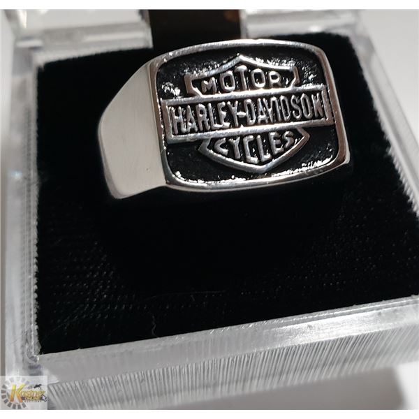 MENS STAINLESS HARLEY DAVIDSON RING, SIZE 13