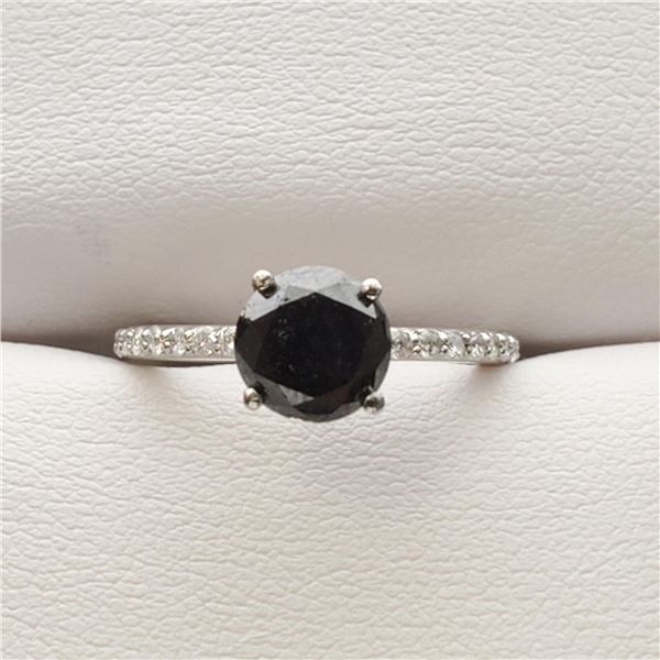 26) PLATINUM BLACK DIAMOND RING