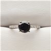 Image 1 : 26) PLATINUM BLACK DIAMOND RING
