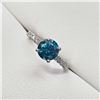 Image 3 : 47)  PLATINUM FANCY COLOURED BLUE DIAMOND RING