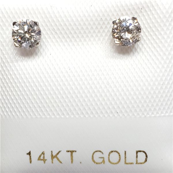 44) 14 KARAT WHITE GOLD DIAMOND EAR STUDS