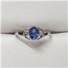 Image 1 : 10 KARAT WHITE GOLD SAPPHIRE AND DIAMOND RING