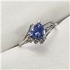 Image 3 : 7) 10 KARAT WHITE GOLD TANZANITE AND DIAMOND RING
