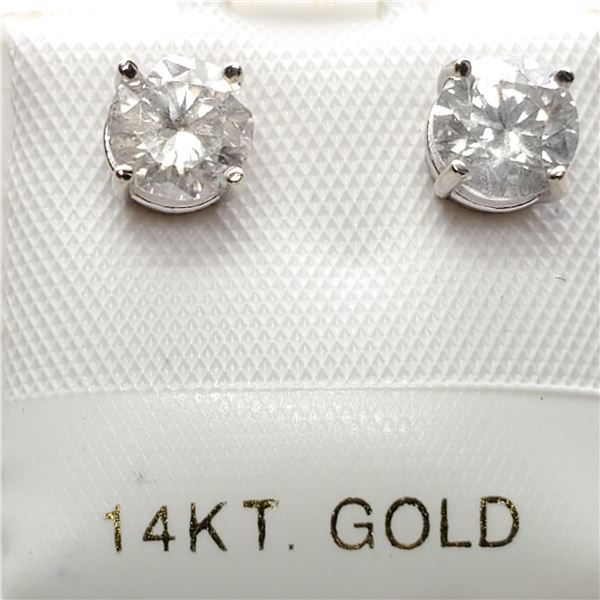 17) 14 KARAT WHITE GOLD DIAMOND EAR STUDS