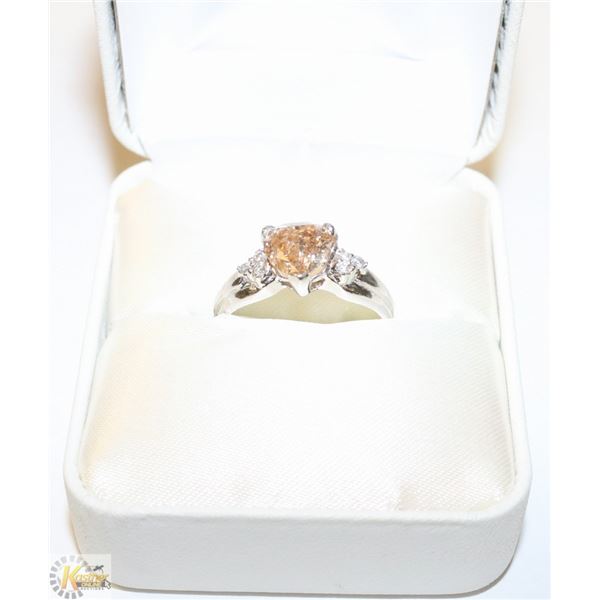 45) PLATINUM FANCY COLOURED BROWN DIAMOND RING