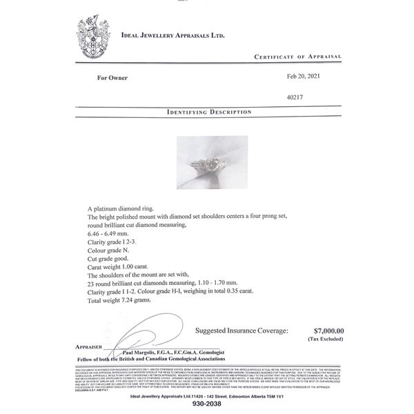 48) PLATINUM DIAMOND RING