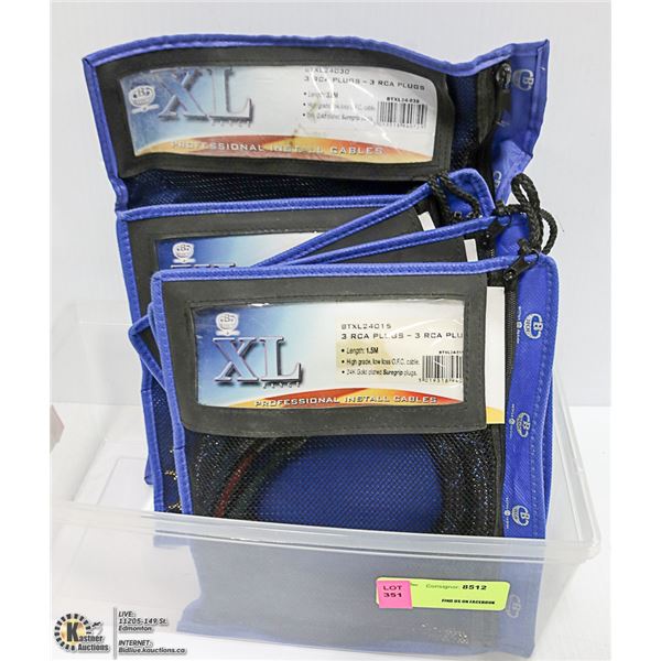 SMALL BIN WITH FIVE RCA CABLES