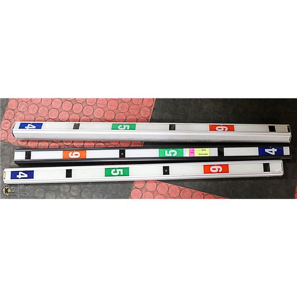 LOT OF 3 ILLUMINATED WALLMOUNT MEASURE STICKS