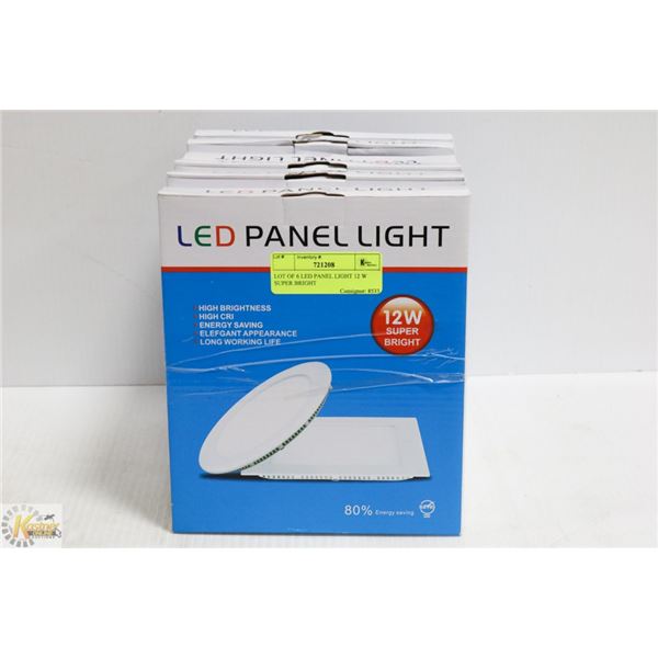 LOT OF 6 LED PANEL LIGHTS 12 W SUPER BRIGHT
