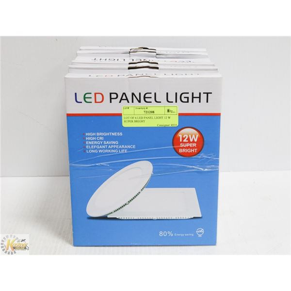 LOT OF 6 LED PANEL LIGHTS 12 W SUPER BRIGHT