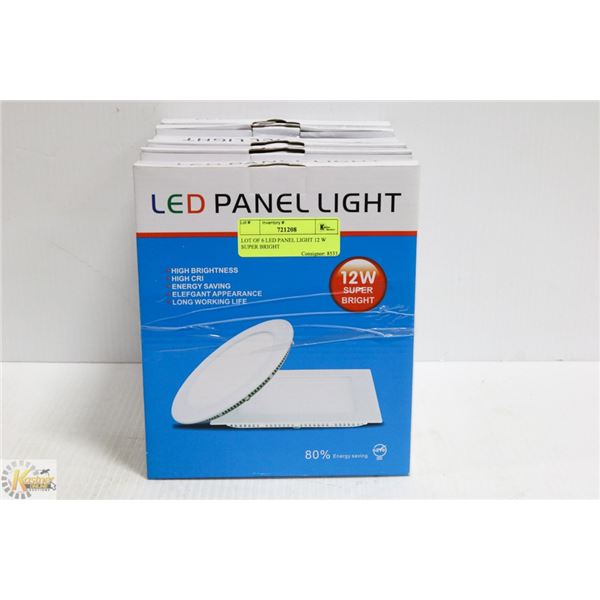 LOT OF 6 LED PANEL LIGHTS 12 W SUPER BRIGHT