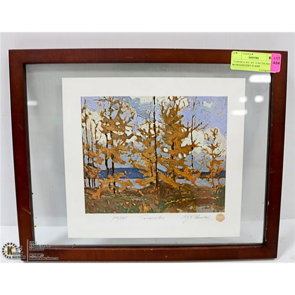 "TAMARACKS" BY TOM THOMSON WITH GALLERY STAMP