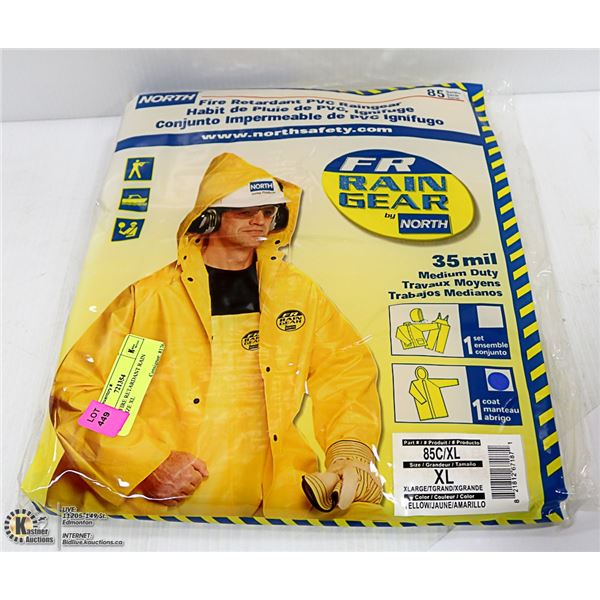 NORTH FIRE RETARDANT RAIN GEAR SIZE XL