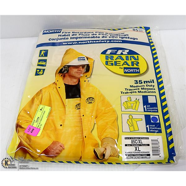 NORTH FIRE RETARDANT RAIN GEAR SIZE XL