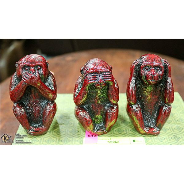 FINE QUALITY HEAR SPEAK, SEE NO EVIL MONKEY TRIO