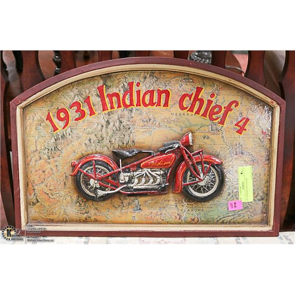1931 INDIAN CHIEF 4 SIGN 19" X 13"