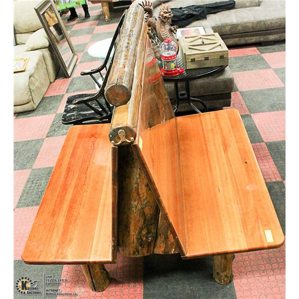 4FT RUSTIC BACK-TO-BACK LOG BENCH SEAT