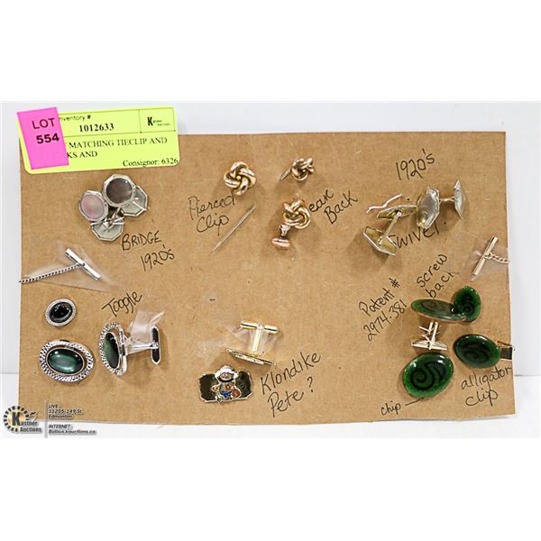 3 SETS OF MATCHING TIECLIP AND CUFF LINKS AND
