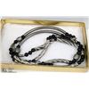 Image 1 : BLACK BEADED NECKLACE W/ SILVER METAL BEADS