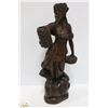 Image 1 : WOODEN LADY WITH BASKET FIGURINE 17" TALL