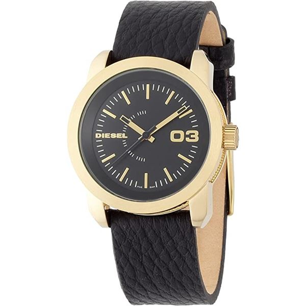 NEW DIESEL BLACK DIAL LEATHER STRAP 37MM MSRP $229