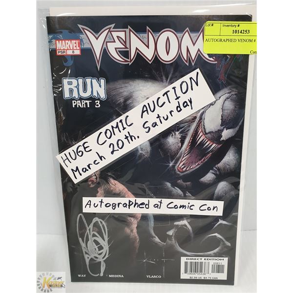 AUTOGRAPHED VENOM # 8 COMIC