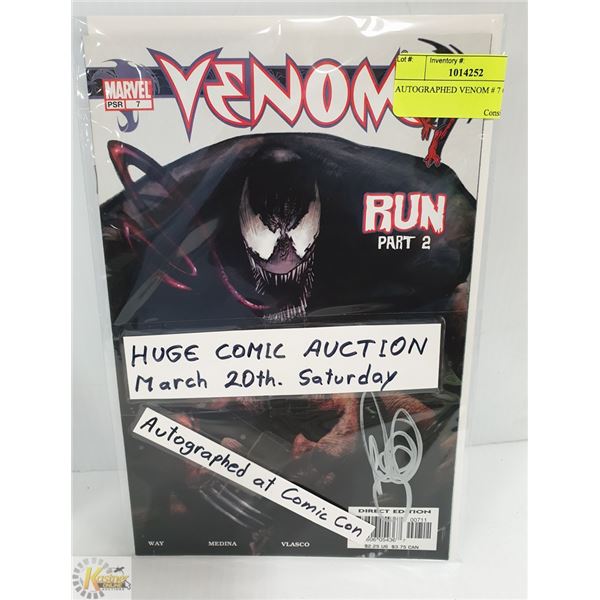 AUTOGRAPHED VENOM # 7 COMIC