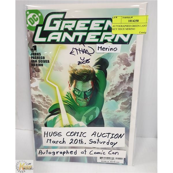 AUTOGRAPHED GREEN LANTERN # 1 KEY ISSUE MERINO