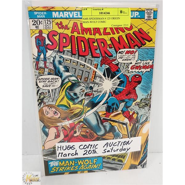 AMS SPIDERMAN # 125 ORIGIN MAN-WOLF COMIC