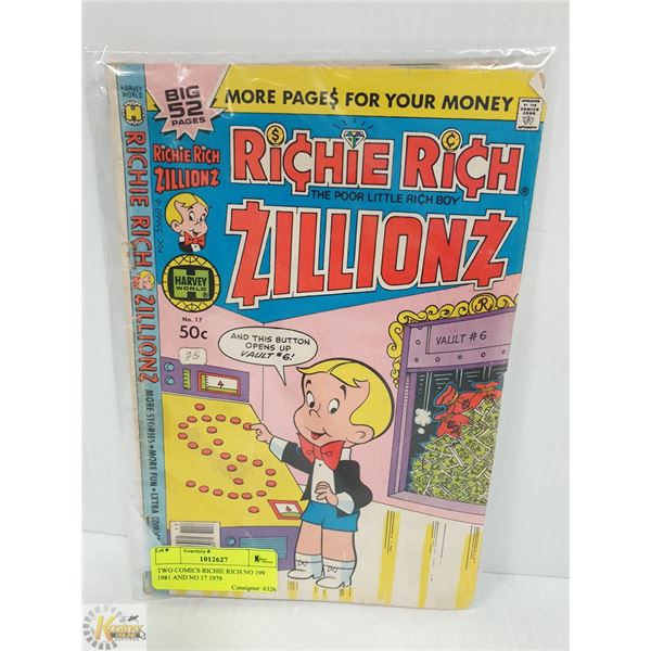 TWO COMICS RICHIE RICH NO 199 1981 AND NO 17 1979