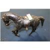 Image 1 : HAND CRAFTED LEATHER HORSE WITH SADDLE FIGURE