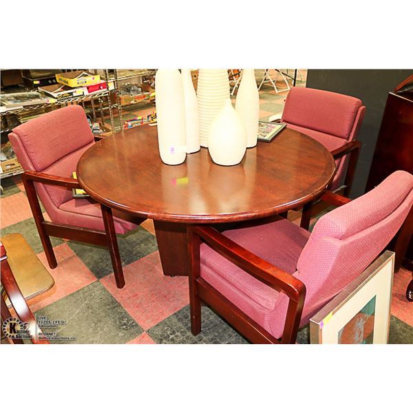 LUNCHROOM TABLE WITH 3 ARMCHAIRS 45" X 30"