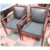 Image 1 : LOT OF 2 WOOD FABRIC & LEATHERETTE ARM CHAIRS