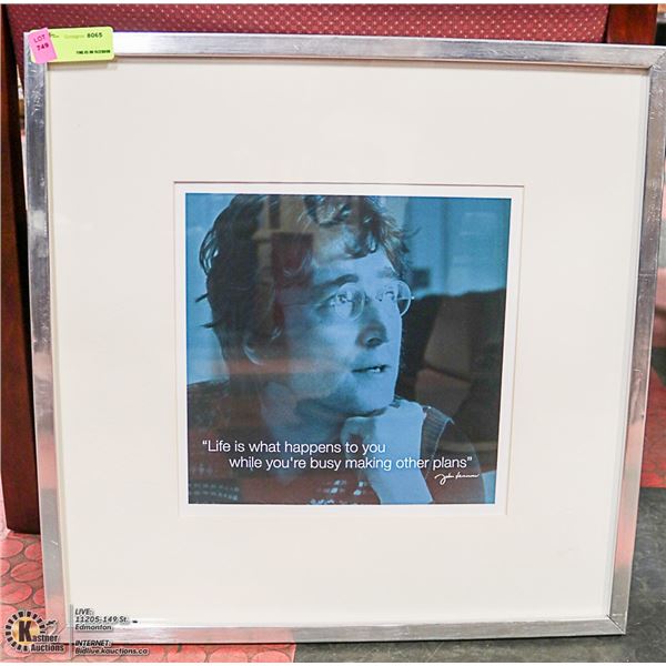 JOHN LENNON FRAMED PICTURE 21" X 21"