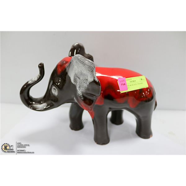 RED & BLACK CERAMIC ELEPHANT