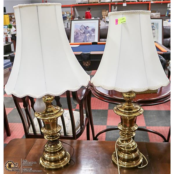 LOT OF 2 BRASS TABLE LAMPS 36" TALL