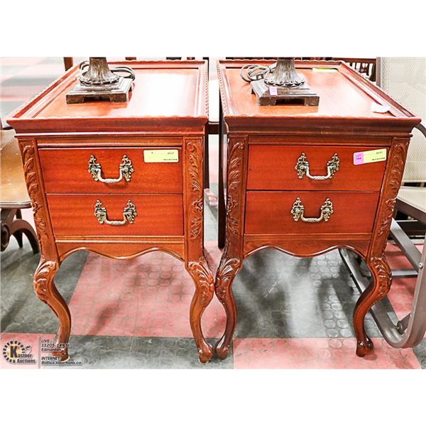 LOT OF 2 WOOD CARVED END TABLES 15" X 22" X 25"